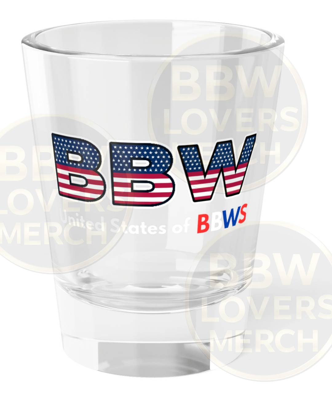 BBW American Flag 1.5oz Shot Glass — Patriotic Barware, United States of BBWs