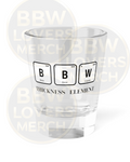 Thick Element Shot Glass — "BBW: Thickness Element" Novelty 1.5oz Chemistry-Style Shooter