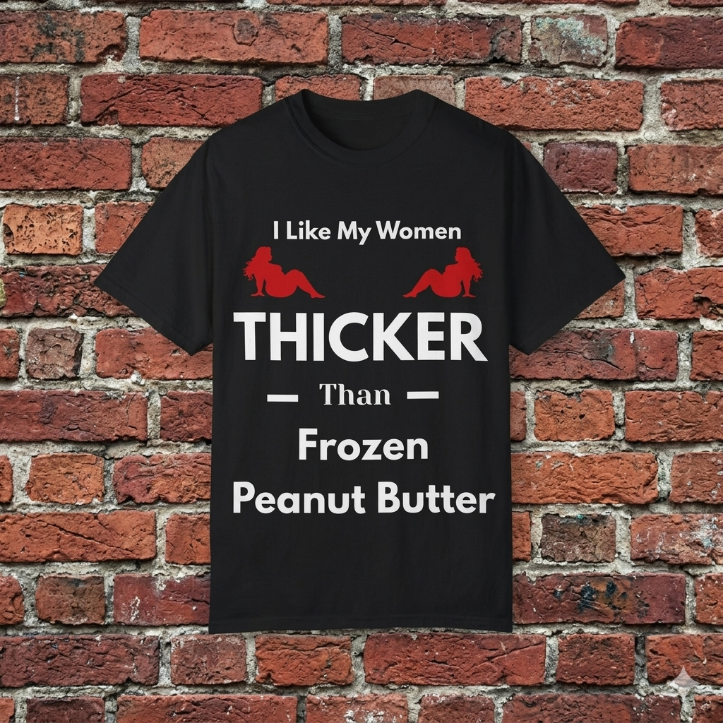 Thicker Than Frozen Peanut Butter — "I Like My Women Thicker Than Frozen Peanut Butter" Funny Graphic Tee